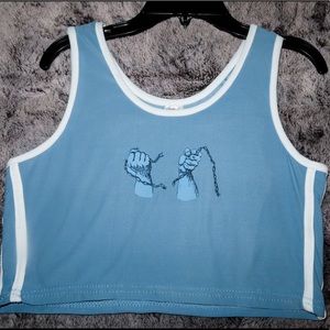 Medium blue breakin chains crop top